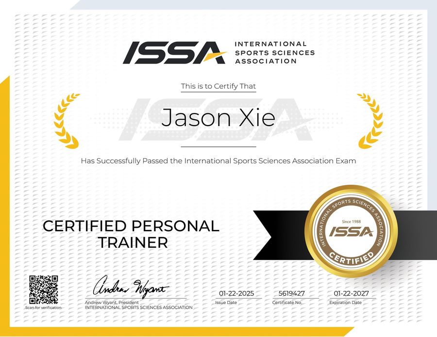 ISSA certified personal trainer certificate